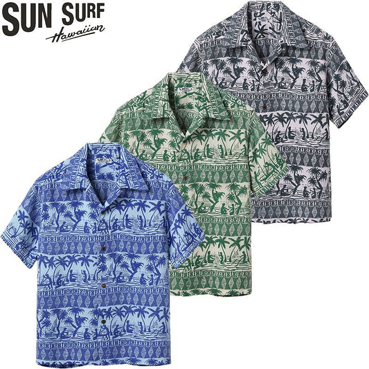 SS39220 / SUNSURF RAYON HAWAIIAN SHIRT “ISLAND CLASSIC BORDER”