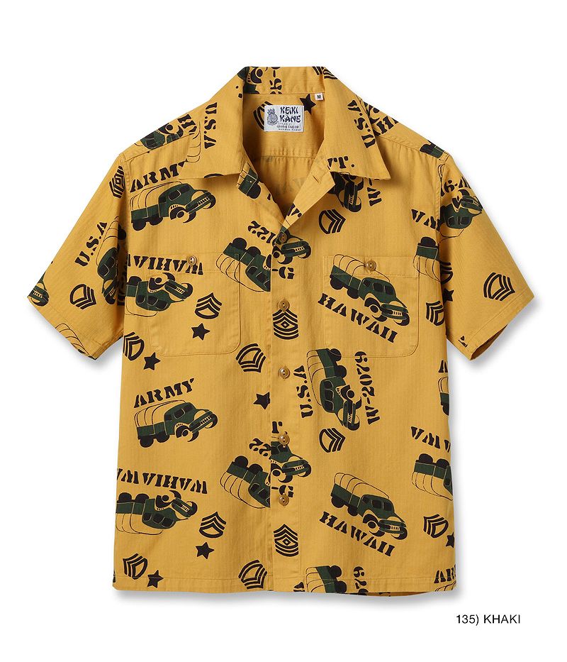 SS39279 / SUNSURF COTTON HERRINGBONE OPEN SHIRT “ARMY VEHICLE”