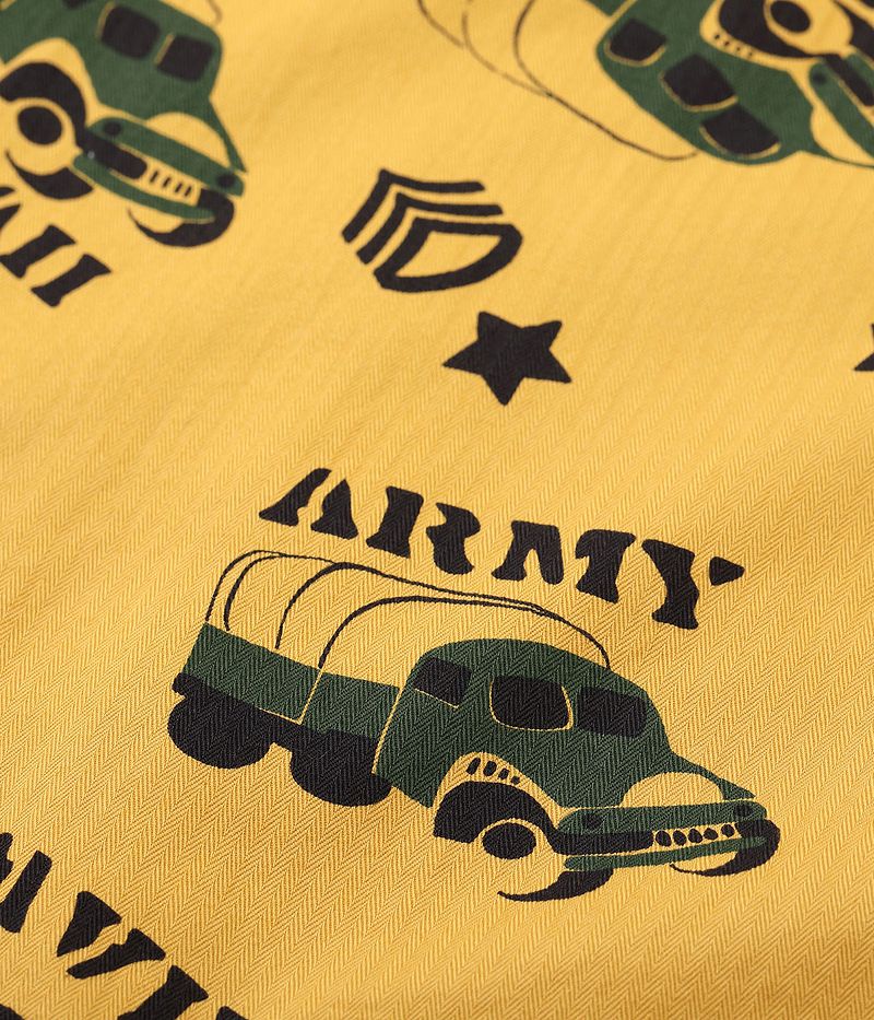 SS39279 / SUNSURF COTTON HERRINGBONE OPEN SHIRT “ARMY VEHICLE”