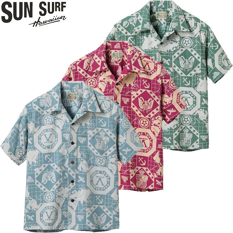 SS39281 / SUNSURF COTTON CANVAS OPEN SHIRT “PEARL HARBOR HAWAII”