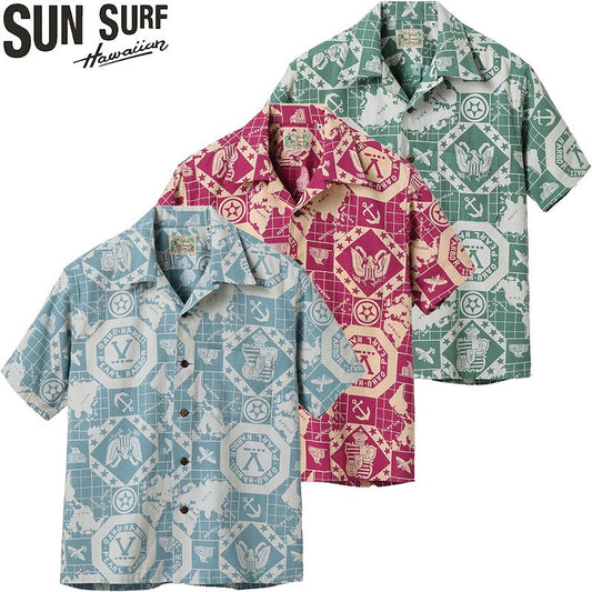 SS39281 SUNSURF COTTON CANVAS OPEN SHIRT “PEARL HARBOR HAWAII”