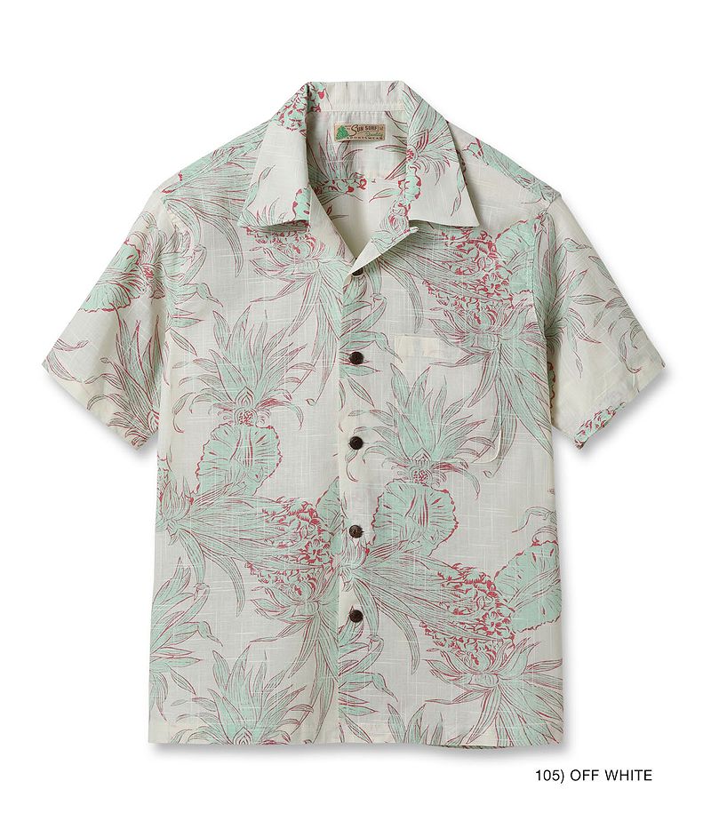 SS39285 SUNSURF COTTON × LINEN OPEN SHIRT “ISLAND PINEAPPLE”