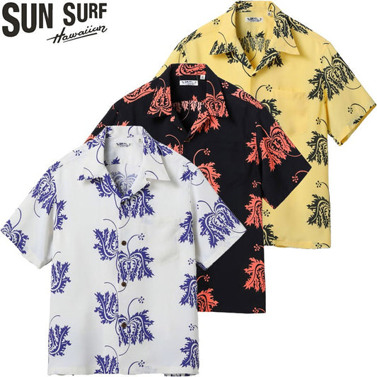 SS39412 / SUNSURF RAYON HAWAIIAN SHIRT “CORAL HIBISCUS”
