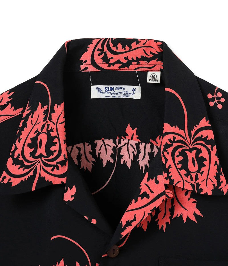 SS39412 / SUNSURF RAYON HAWAIIAN SHIRT “CORAL HIBISCUS”