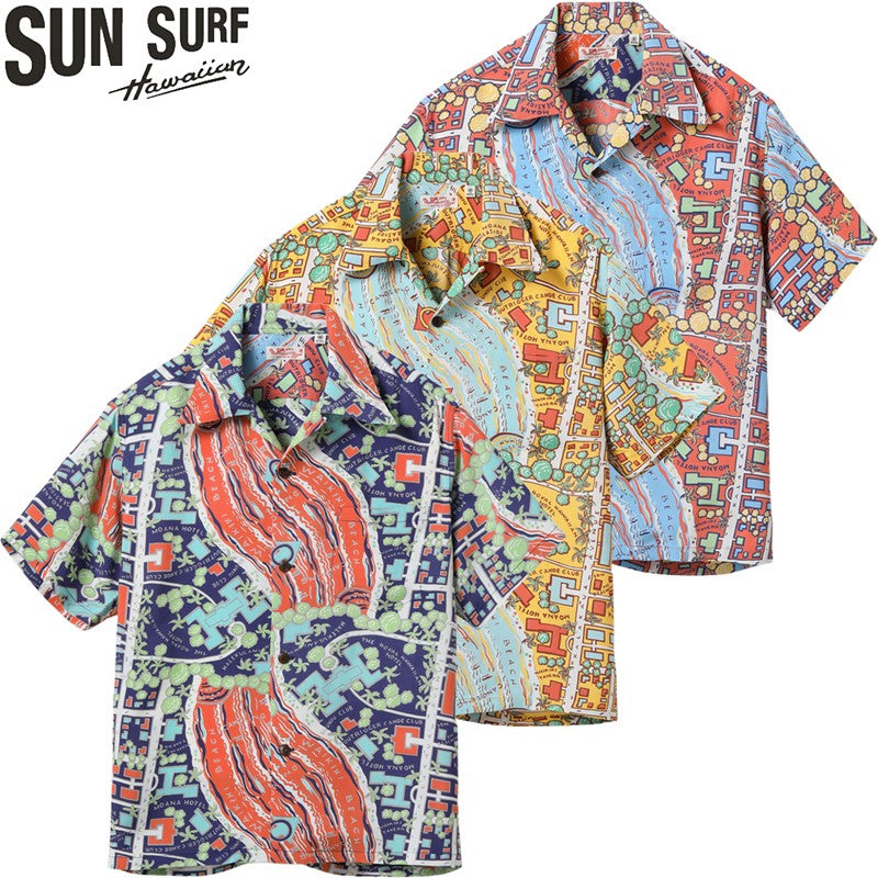 SS39424 / SUNSURF RAYON HAWAIIAN SHIRT “WAIKIKI MAP”