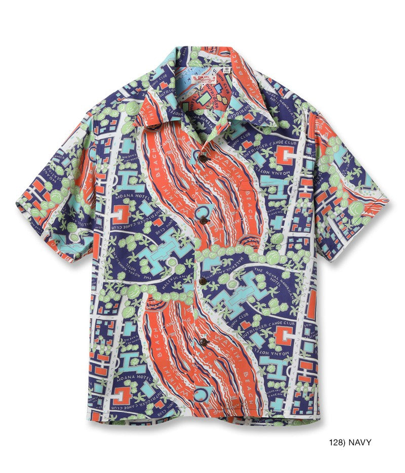 SS39424 / SUNSURF RAYON HAWAIIAN SHIRT “WAIKIKI MAP”