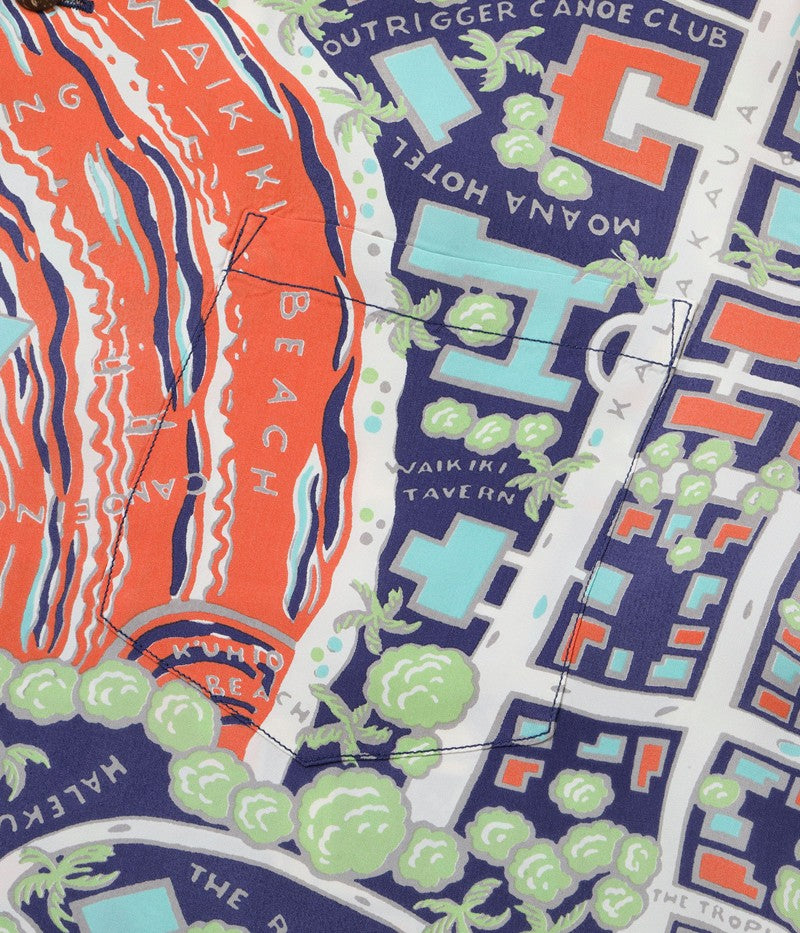 SS39424 / SUNSURF RAYON HAWAIIAN SHIRT “WAIKIKI MAP”
