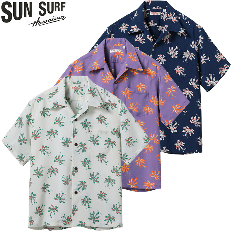 SS39427 / SUNSURF RAYON HAWAIIAN SHIRT “SCATTERED PALMTREE”