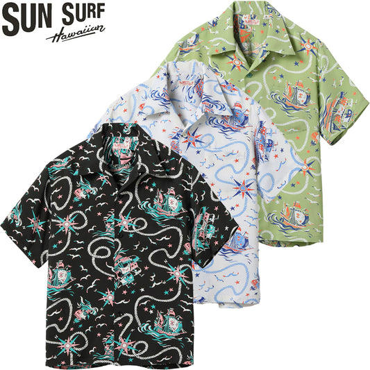 SS39429 / SUNSURF RAYON HAWAIIAN SHIRT “AGE OF DISCOVERY”