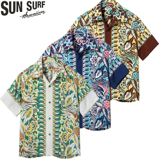 SS39430 / SUNSURF RAYON HAWAIIAN SHIRT “FLOWER FIELD BORDER”