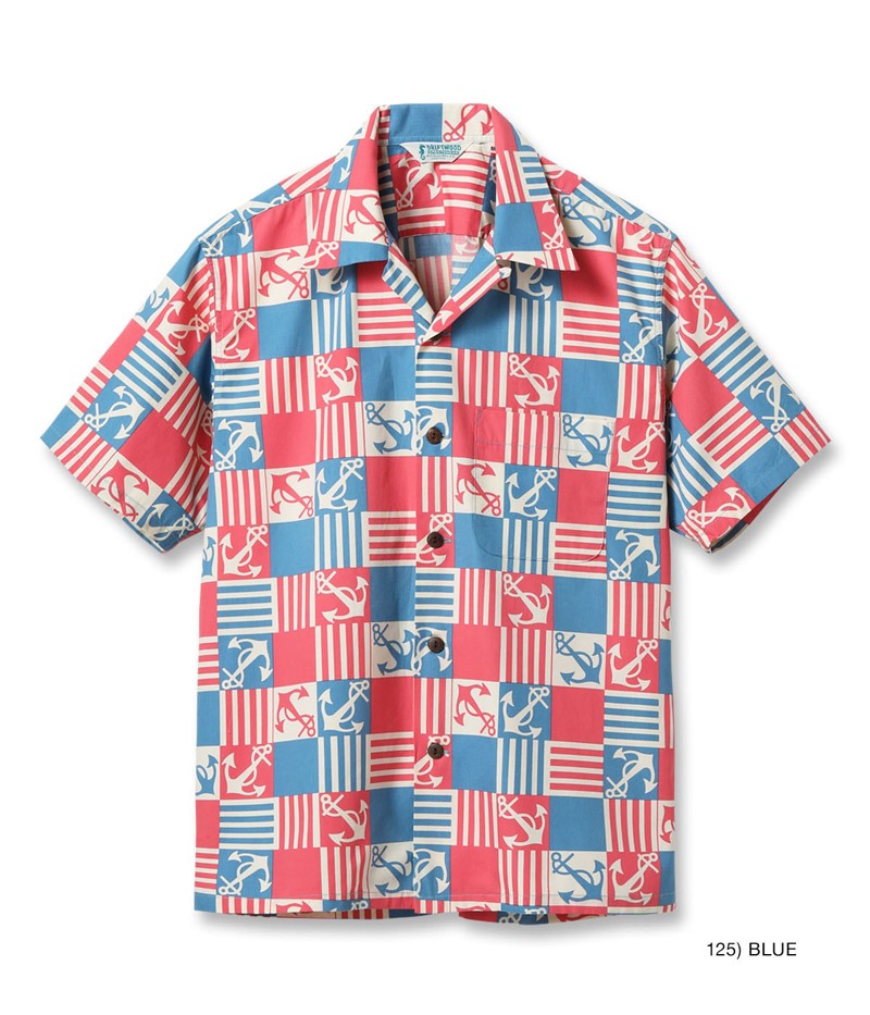 SS39506 / SUNSURF COTTON BROAD OPEN SHIRT “ANCHOR SQUARES”