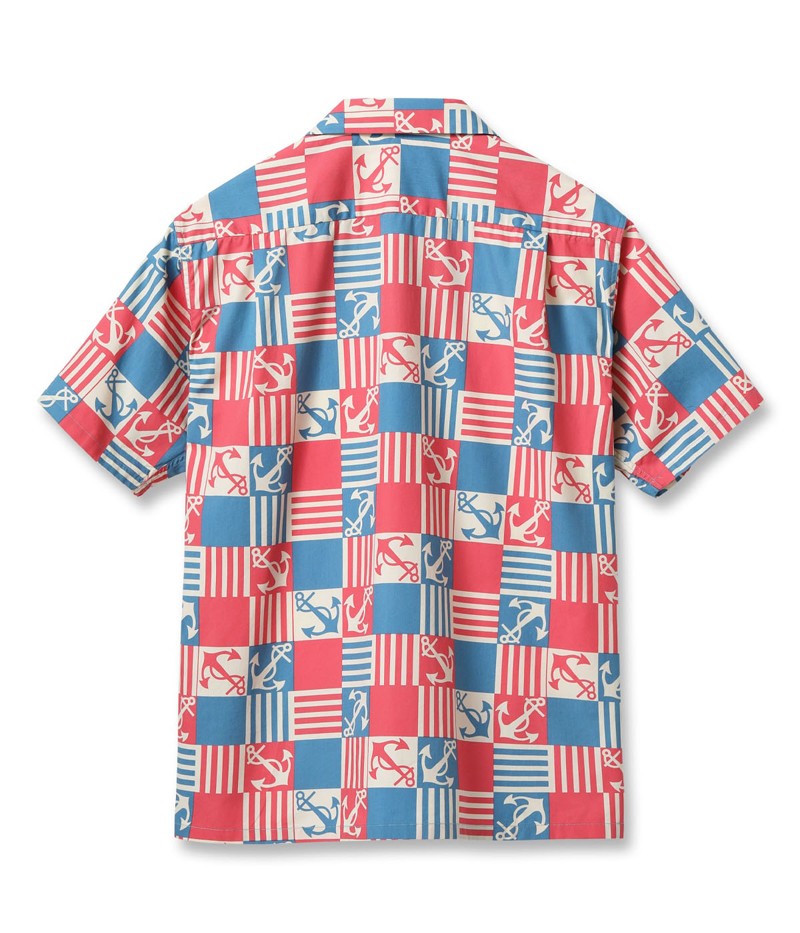 SS39506 / SUNSURF COTTON BROAD OPEN SHIRT “ANCHOR SQUARES”