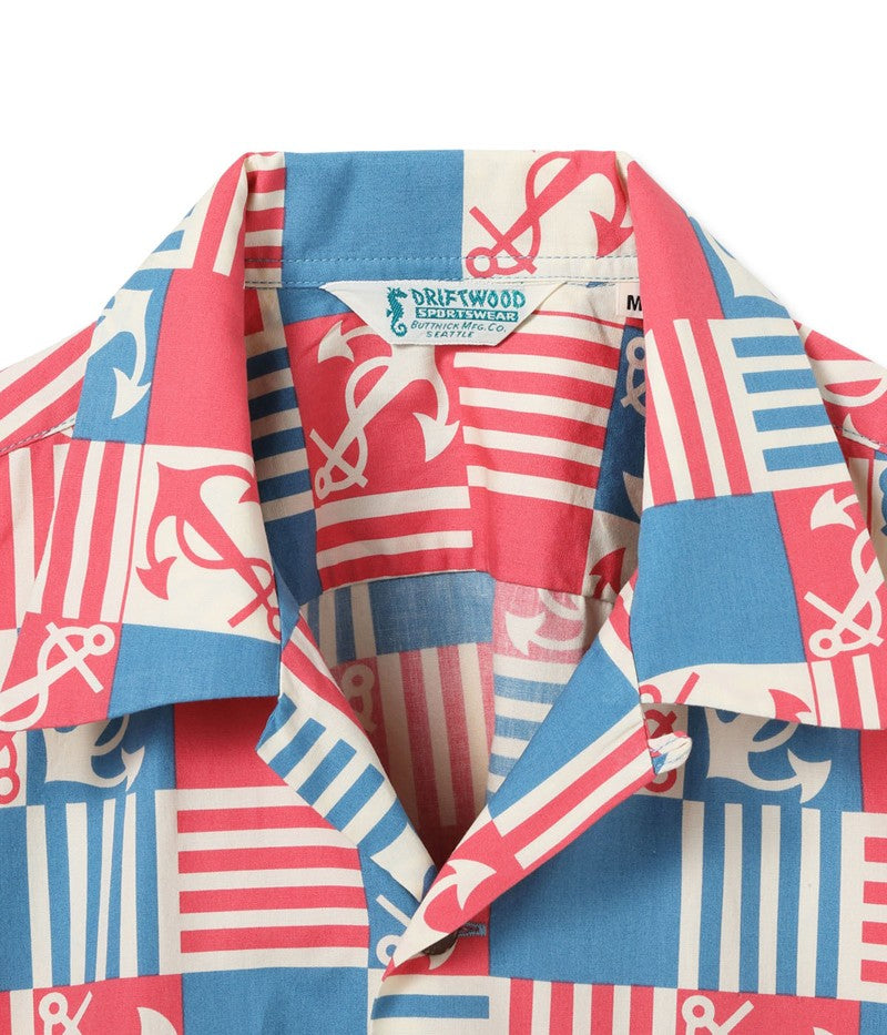 SS39506 / SUNSURF COTTON BROAD OPEN SHIRT “ANCHOR SQUARES”