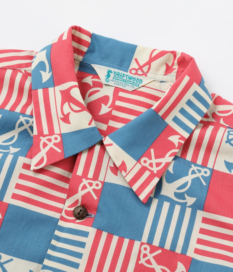 SS39506 / SUNSURF COTTON BROAD OPEN SHIRT “ANCHOR SQUARES”