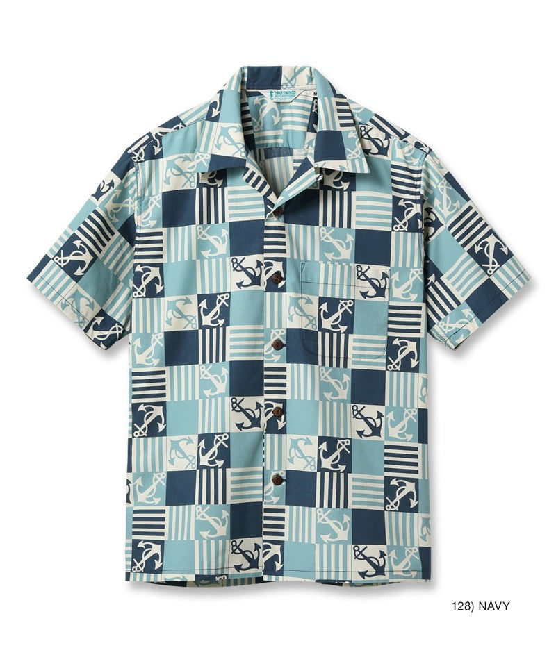 SS39506 / SUNSURF COTTON BROAD OPEN SHIRT “ANCHOR SQUARES”