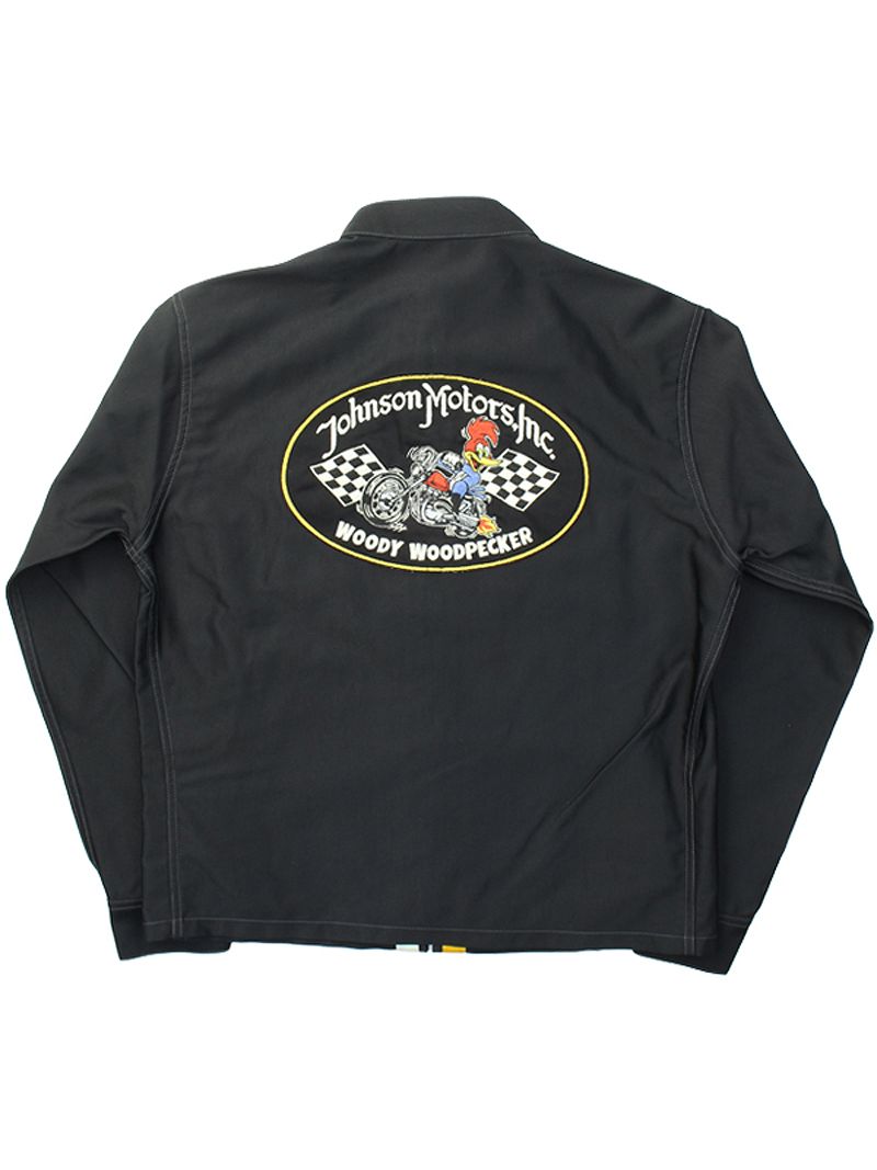TMJ2402 / TOYS McCOY BECK NYLON/COTTON RACING JACKET JOHNSON MOTORS " WOODY WOODPECKER "