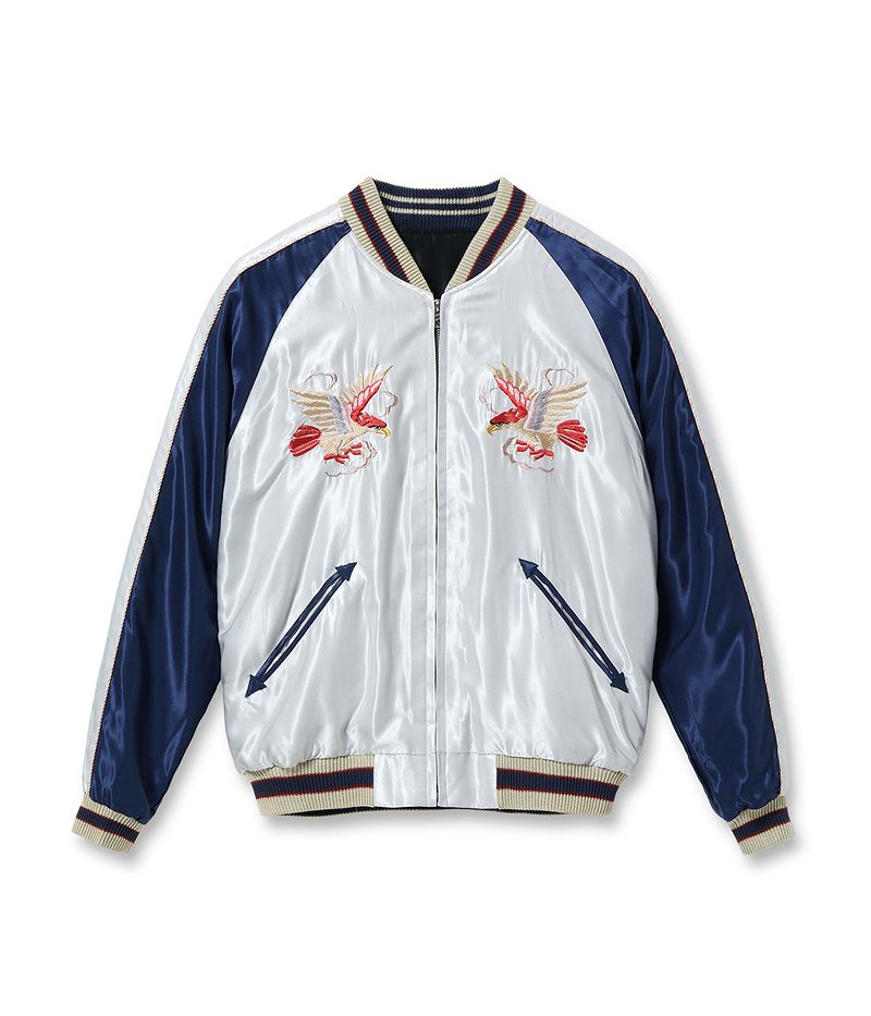 TT15542-190 / TAILOR TOYO Early 1950s Style Acetate Souvenir Jacket “RED EAGLE” × “TIGER HEAD”
