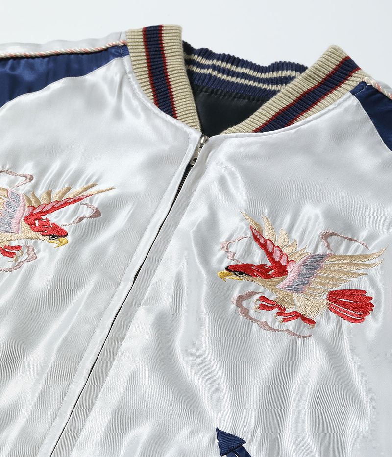 TT15542-190 / TAILOR TOYO Early 1950s Style Acetate Souvenir Jacket “RED EAGLE” × “TIGER HEAD”