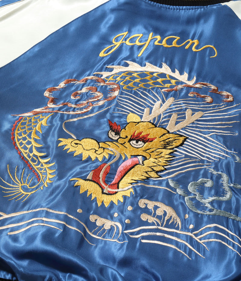 TT15790-119 / TAILOR TOYO Mid 1950s Style Acetate Souvenir Jacket SUKAJAN “WHITE TIGER” × “GOLD DRAGON”