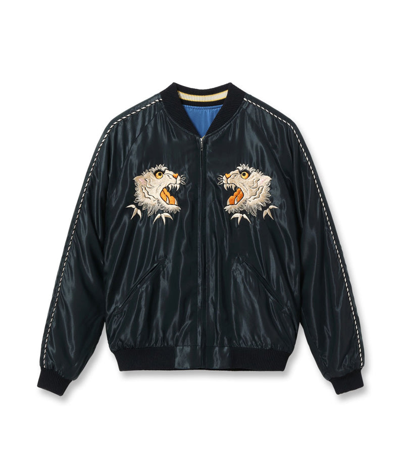 TT15790-119 / TAILOR TOYO Mid 1950s Style Acetate Souvenir Jacket SUKAJAN “WHITE TIGER” × “GOLD DRAGON”