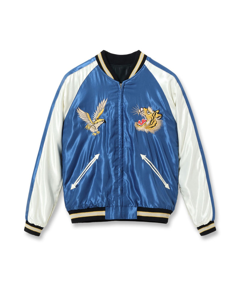 TT15790-119 / TAILOR TOYO Mid 1950s Style Acetate Souvenir Jacket SUKAJAN “WHITE TIGER” × “GOLD DRAGON”