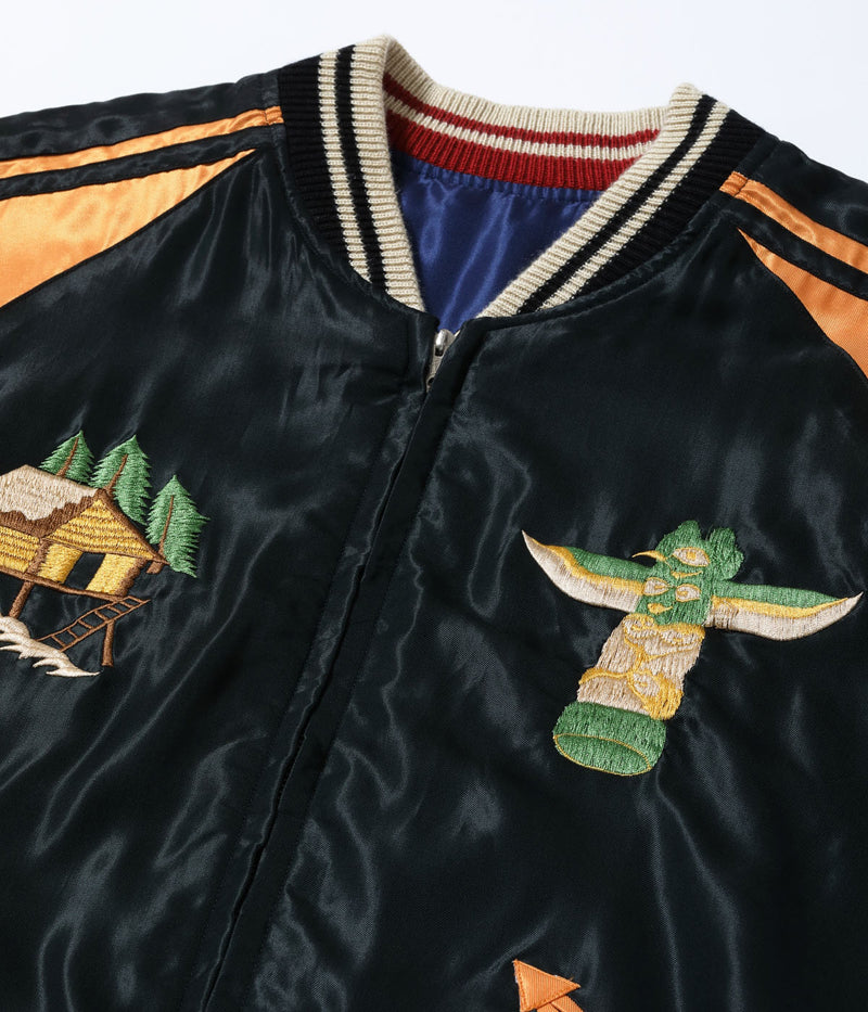 TT15790-128 / TAILOR TOYO Late 1950s Style Acetate Souvenir Jacket SUKAJAN “ALASKAN EAGLE” × “DOG SLED”