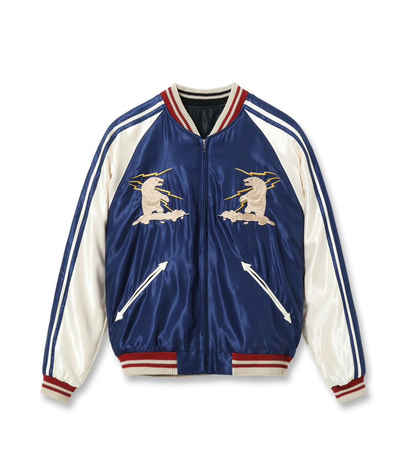 TT15790-128 / TAILOR TOYO Late 1950s Style Acetate Souvenir Jacket SUKAJAN “ALASKAN EAGLE” × “DOG SLED”