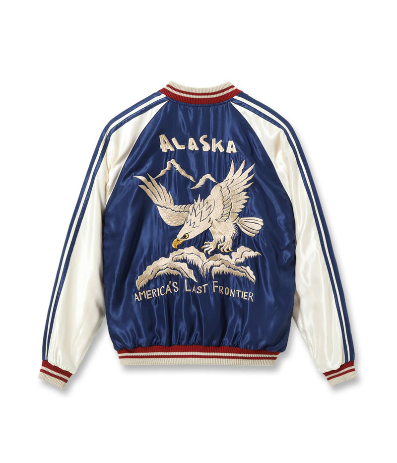 TT15790-128 / TAILOR TOYO Late 1950s Style Acetate Souvenir Jacket SUKAJAN “ALASKAN EAGLE” × “DOG SLED”