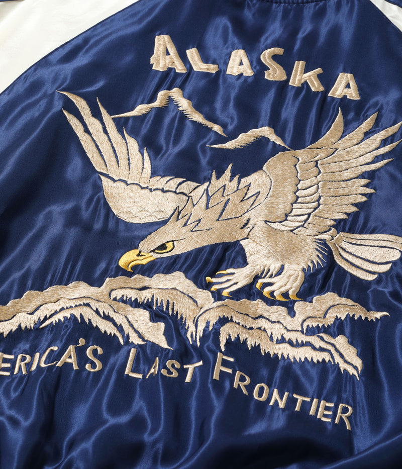 TT15790-128 / TAILOR TOYO Late 1950s Style Acetate Souvenir Jacket SUKAJAN “ALASKAN EAGLE” × “DOG SLED”