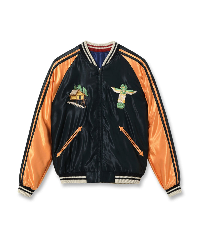 TT15790-128 / TAILOR TOYO Late 1950s Style Acetate Souvenir Jacket SUKAJAN “ALASKAN EAGLE” × “DOG SLED”