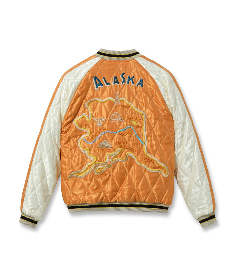 TT15792-119 / TAILOR TOYO Late 1950s Style Velveteen Souvenir Jacket “POLAR BEAR” × “ALASKA MAP”