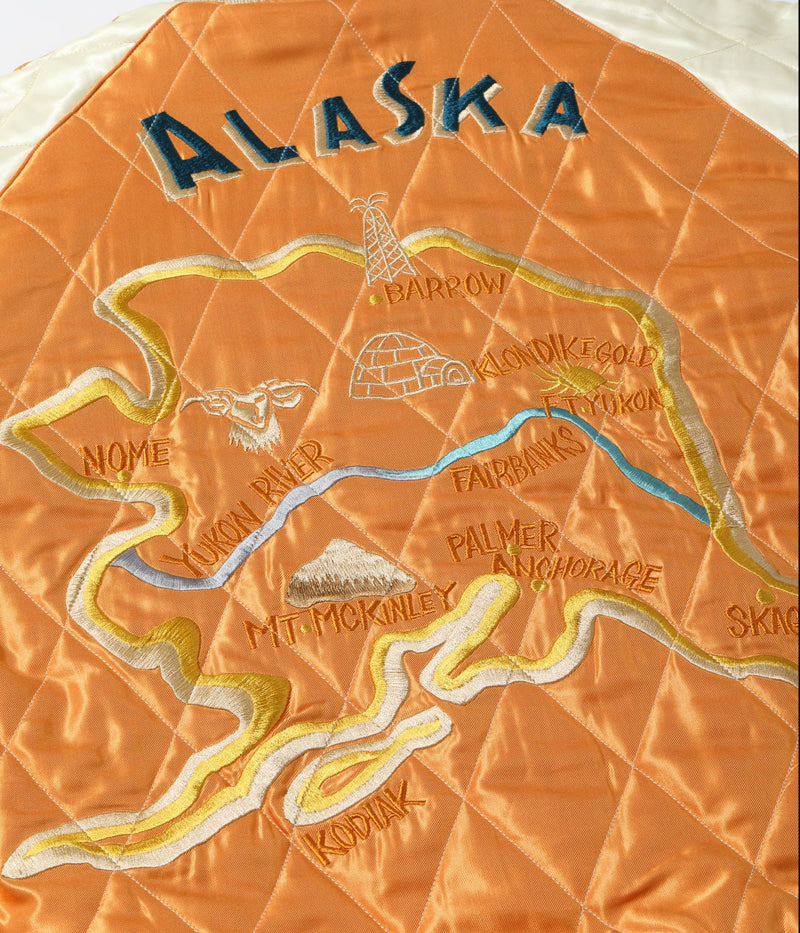 TT15792-119 / TAILOR TOYO Late 1950s Style Velveteen Souvenir Jacket “POLAR BEAR” × “ALASKA MAP”