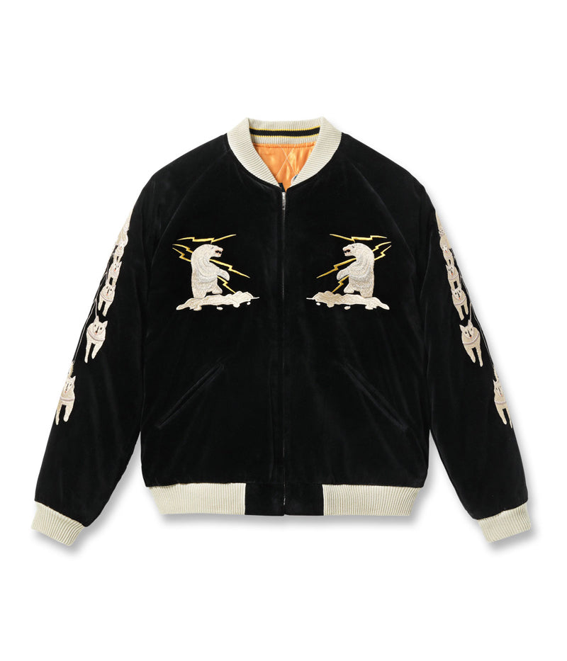 TT15792-119 / TAILOR TOYO Late 1950s Style Velveteen Souvenir Jacket “POLAR BEAR” × “ALASKA MAP”