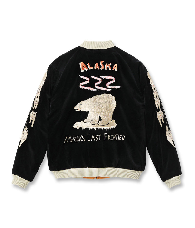TT15792-119 / TAILOR TOYO Late 1950s Style Velveteen Souvenir Jacket “POLAR BEAR” × “ALASKA MAP”