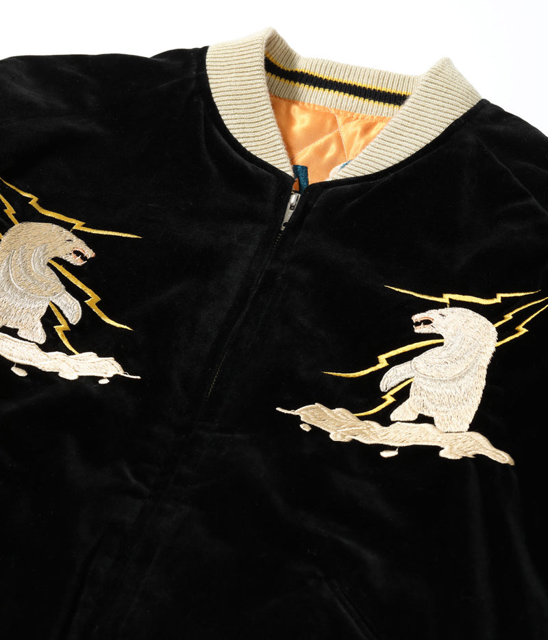TT15792-119 / TAILOR TOYO Late 1950s Style Velveteen Souvenir Jacket “POLAR BEAR” × “ALASKA MAP”
