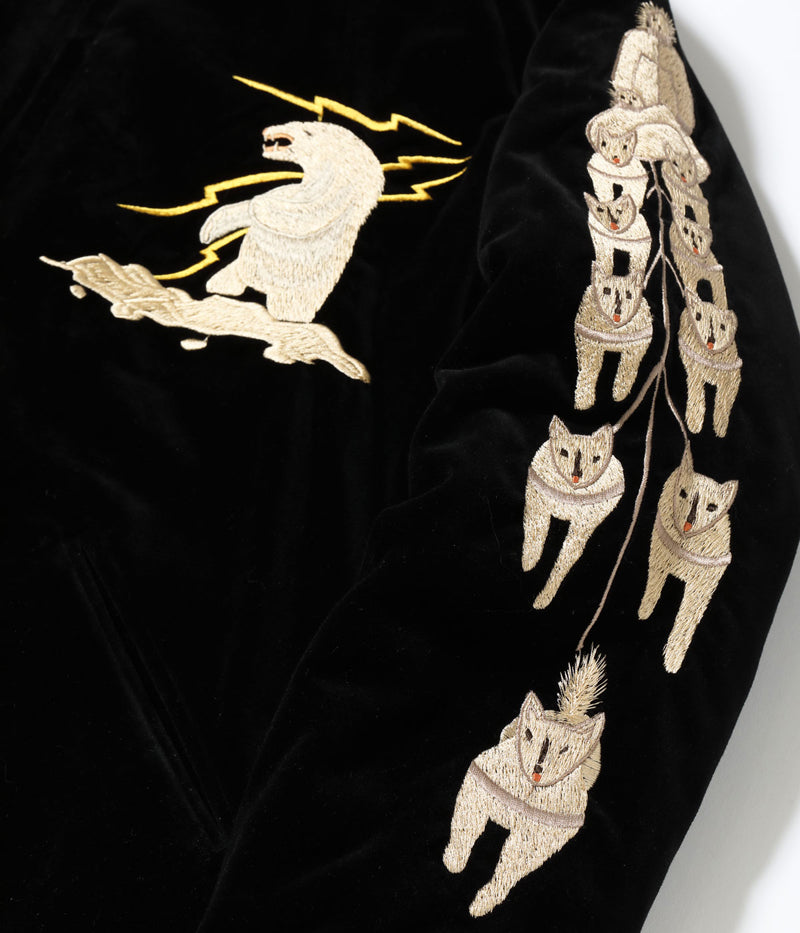 TT15792-119 / TAILOR TOYO Late 1950s Style Velveteen Souvenir Jacket “POLAR BEAR” × “ALASKA MAP”