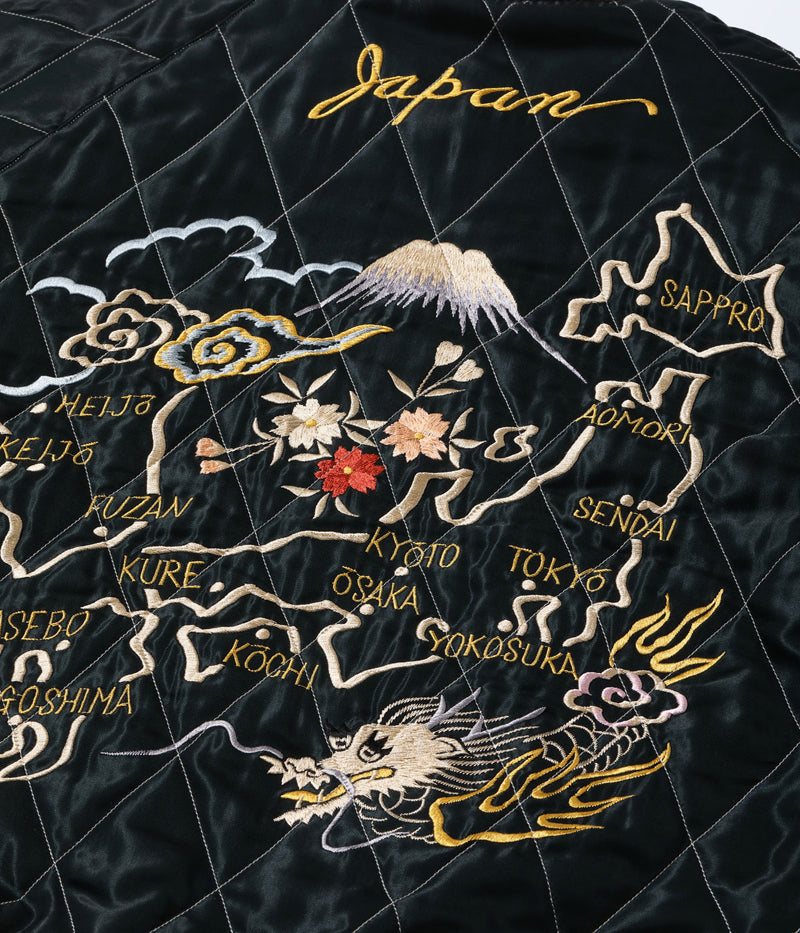 TT15792-128 / TAILOR TOYO Mid 1950s Style Velveteen Souvenir Jacket “ROARING TIGER” × “JAPAN MAP”