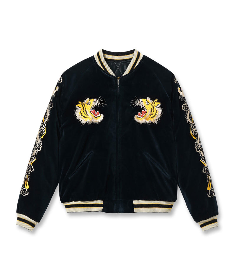TT15792-128 / TAILOR TOYO Mid 1950s Style Velveteen Souvenir Jacket “ROARING TIGER” × “JAPAN MAP”