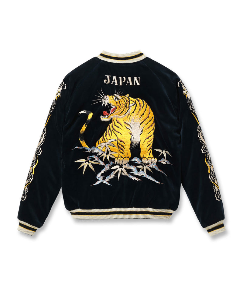 TT15792-128 / TAILOR TOYO Mid 1950s Style Velveteen Souvenir Jacket “ROARING TIGER” × “JAPAN MAP”
