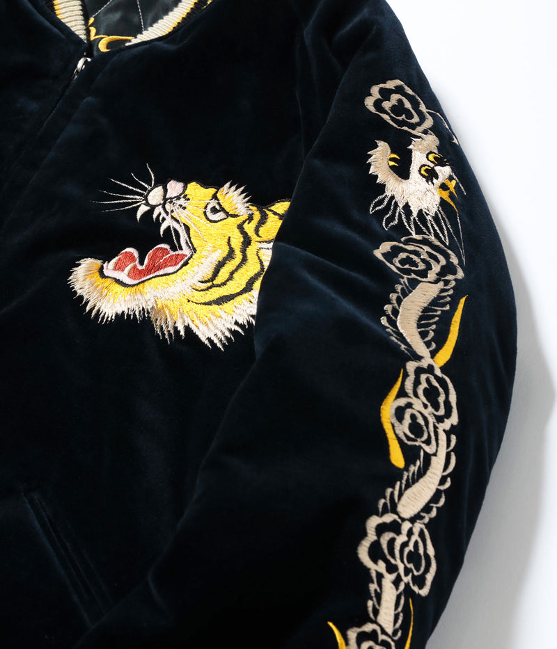TT15792-128 / TAILOR TOYO Mid 1950s Style Velveteen Souvenir Jacket “ROARING TIGER” × “JAPAN MAP”