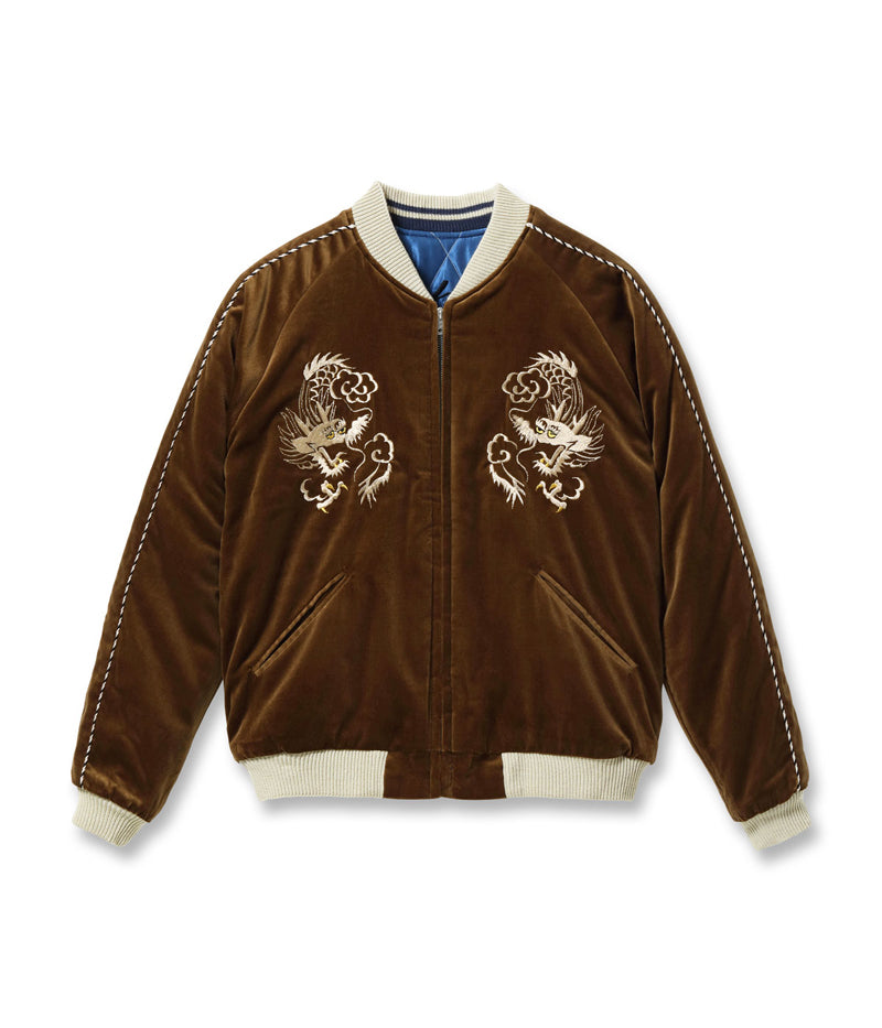 TT15792-138 / TAILOR TOYO Mid 1950s Style Velveteen Souvenir Jacket “WHITE DRAGON” × “BLACK EAGLE”