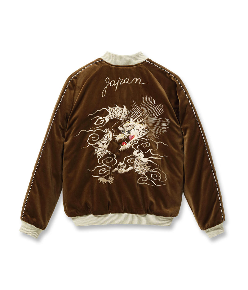 TT15792-138 / TAILOR TOYO Mid 1950s Style Velveteen Souvenir Jacket “WHITE DRAGON” × “BLACK EAGLE”