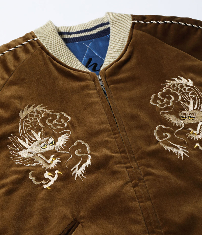 TT15792-138 / TAILOR TOYO Mid 1950s Style Velveteen Souvenir Jacket “WHITE DRAGON” × “BLACK EAGLE”