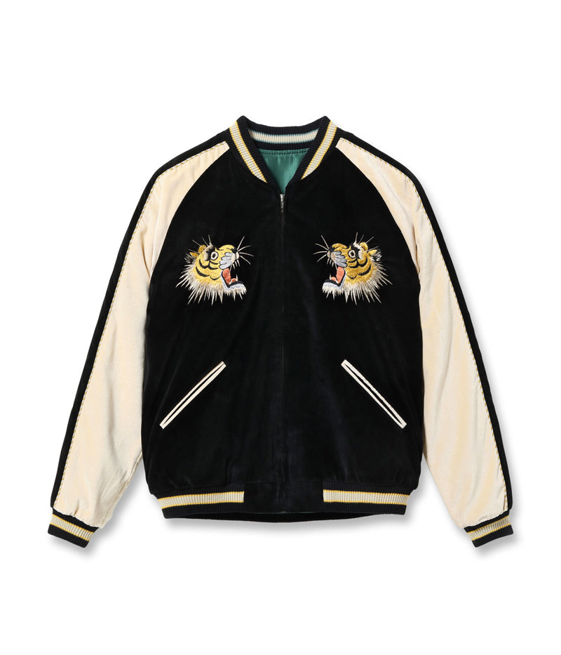 TT15795-119 / TAILOR TOYO Mid 1950s Style Velveteen (Two-tone) × Acetate Souvenir Jacket “TIGER HEAD” × “GOLD DRAGON”