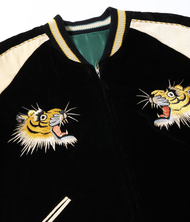 TT15795-119 / TAILOR TOYO Mid 1950s Style Velveteen (Two-tone) × Acetate Souvenir Jacket “TIGER HEAD” × “GOLD DRAGON”