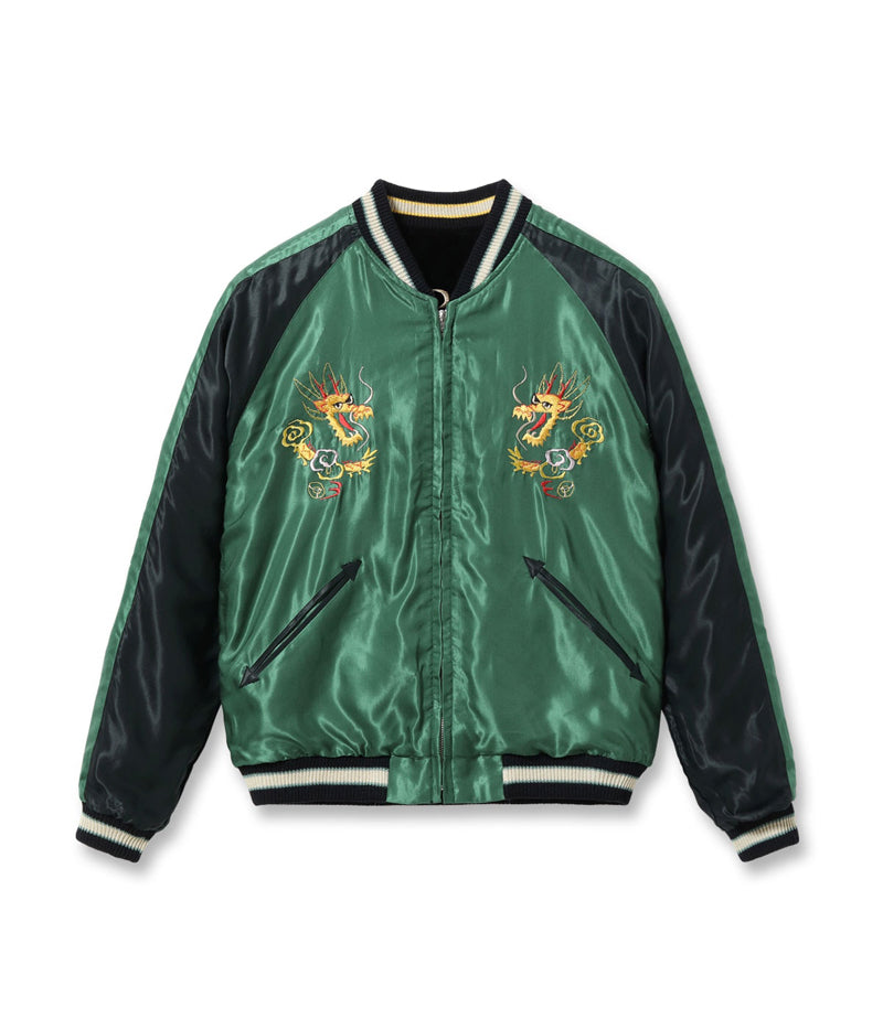 TT15795-119 / TAILOR TOYO Mid 1950s Style Velveteen (Two-tone) × Acetate Souvenir Jacket “TIGER HEAD” × “GOLD DRAGON”
