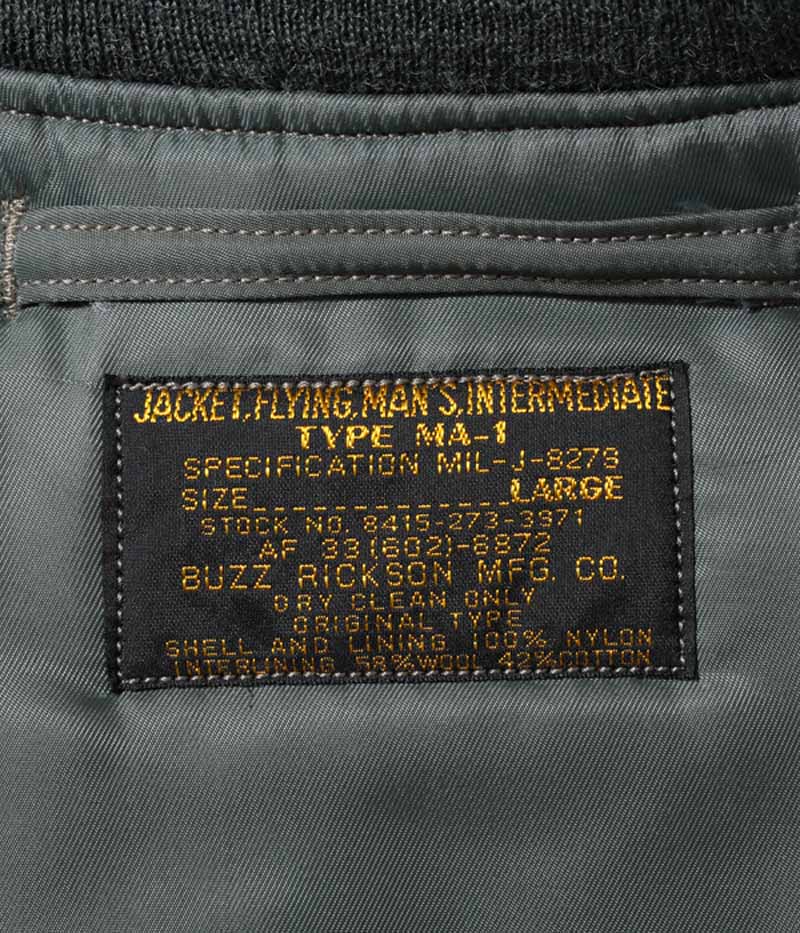 BR14920 / BUZZ RICKSON'S Type MA-1 SLENDER ORIGINAL SPEC. "BUZZ RICKSON MFG.