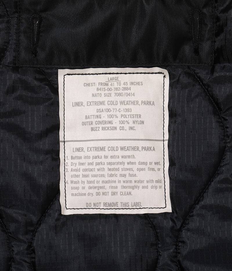 BR15193 / BUZZ RICKSON'S WILLIAM GIBSON COLLECTION Type BLACK LINER, EXTREME COLD WEATHER, PARKA