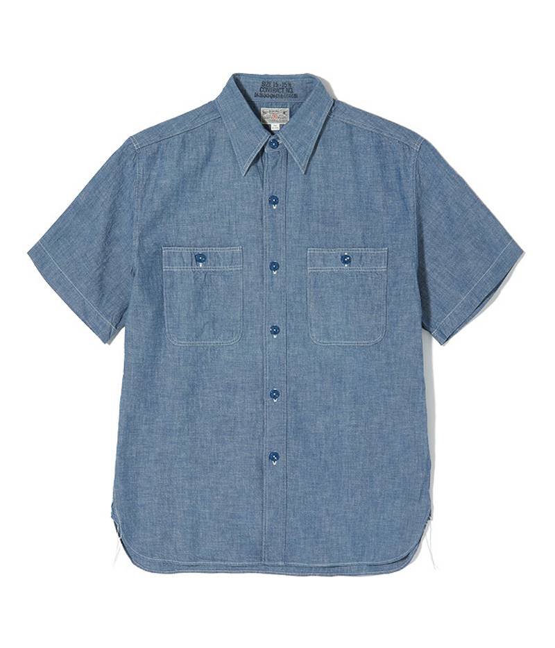 BR35856 / BUZZ RICKSON'S BLUE CHAMBRAY WORK SHIRTS (SHORT SLEEVE)