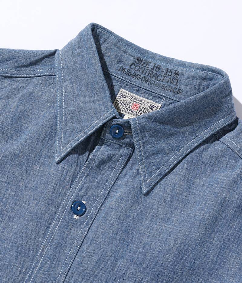 BR35856 / BUZZ RICKSON'S BLUE CHAMBRAY WORK SHIRTS (SHORT SLEEVE)